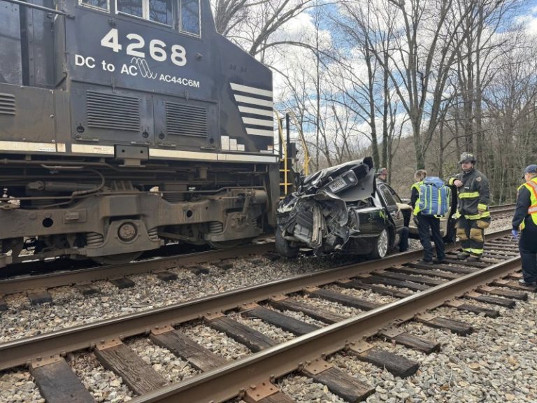 Man charged after train struck vehicle on the tracks
